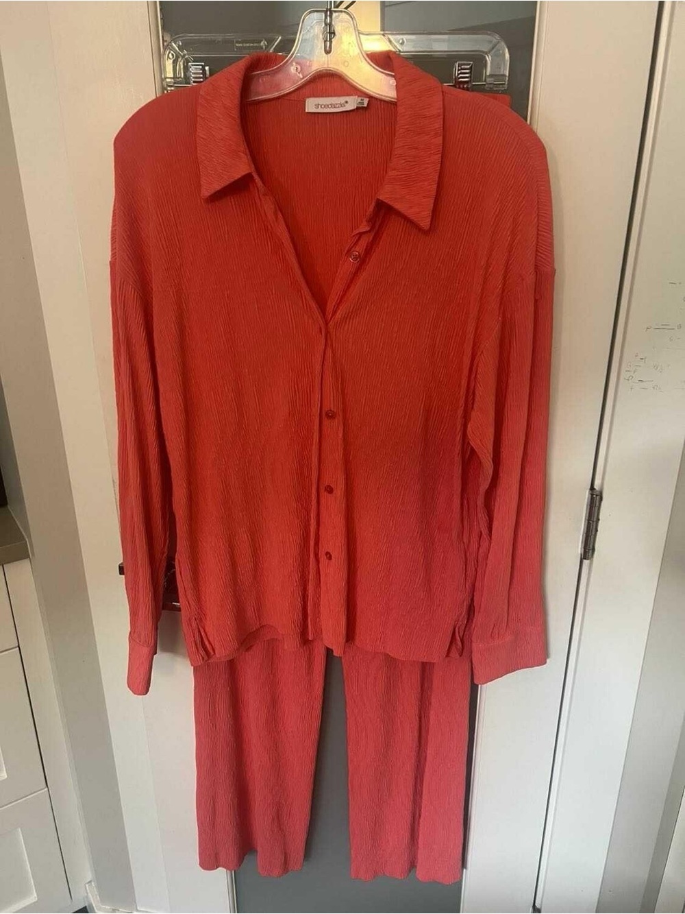 Shoe Dazzle Coral-Red Textured Top